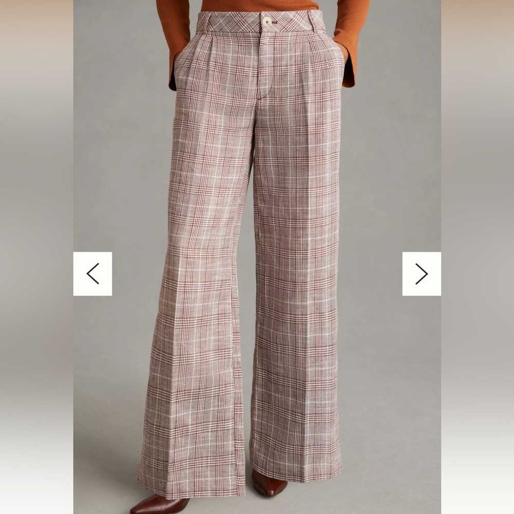 Maeve Pleated Plaid Trousers Anthropologie Size 6